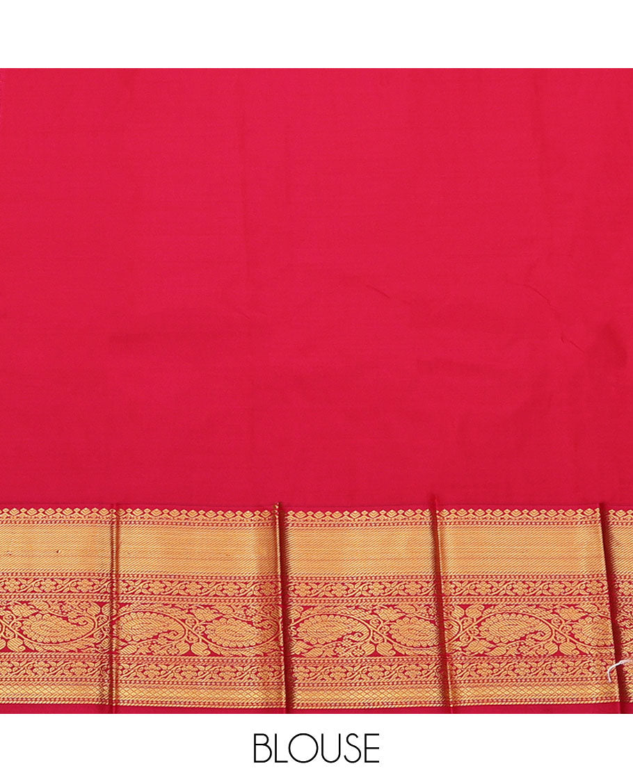 Green Budget Silk Saree, Delicately Woven with Paisley Buttas and Stripes All Over Its Body, Complemented by a Contrast Traditional Zari Design Border, Grandly Jaal-Design Pallu, and Paired with a Contrast Blouse