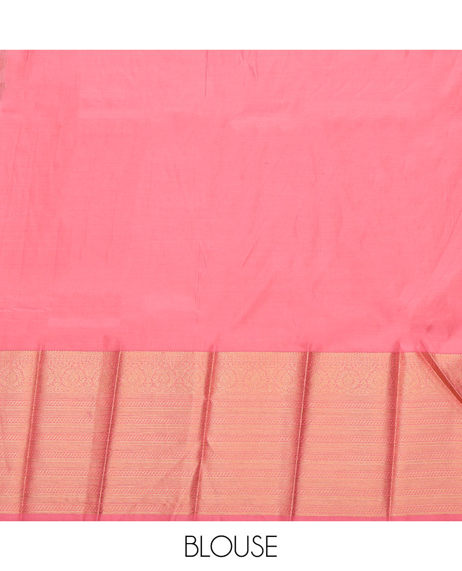 Blue Budget Silk Saree, Graced with Zari Buttas, Complemented by a Contrast Traditional Zari Border, Grand Pallu, and a Contrast Blouse