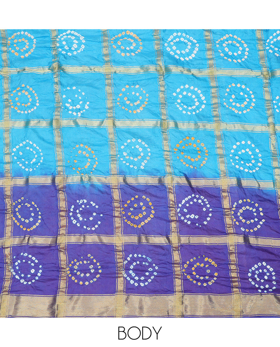 Blue Bandhani Dola Silk Saree