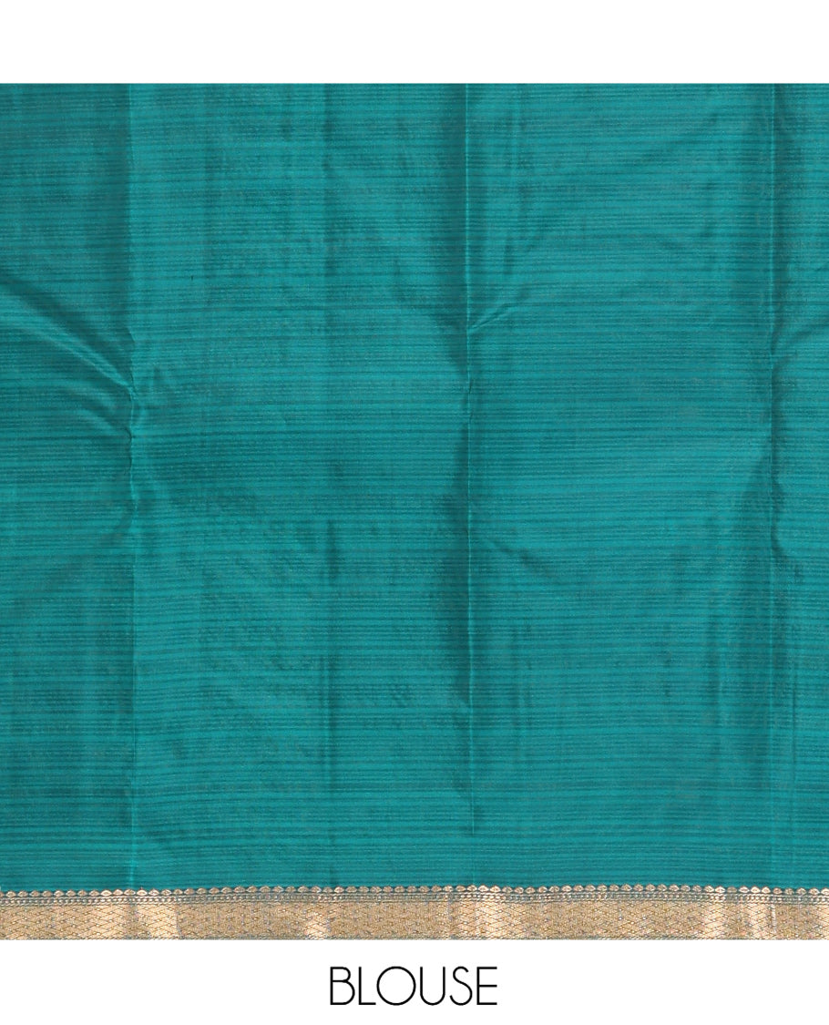 Rust Vasundhara Lite Silk Mix Saree, Graced with Zari Buttas, a Contrast Traditional Zari Border, Grand Pallu, and a Contrast Blouse
