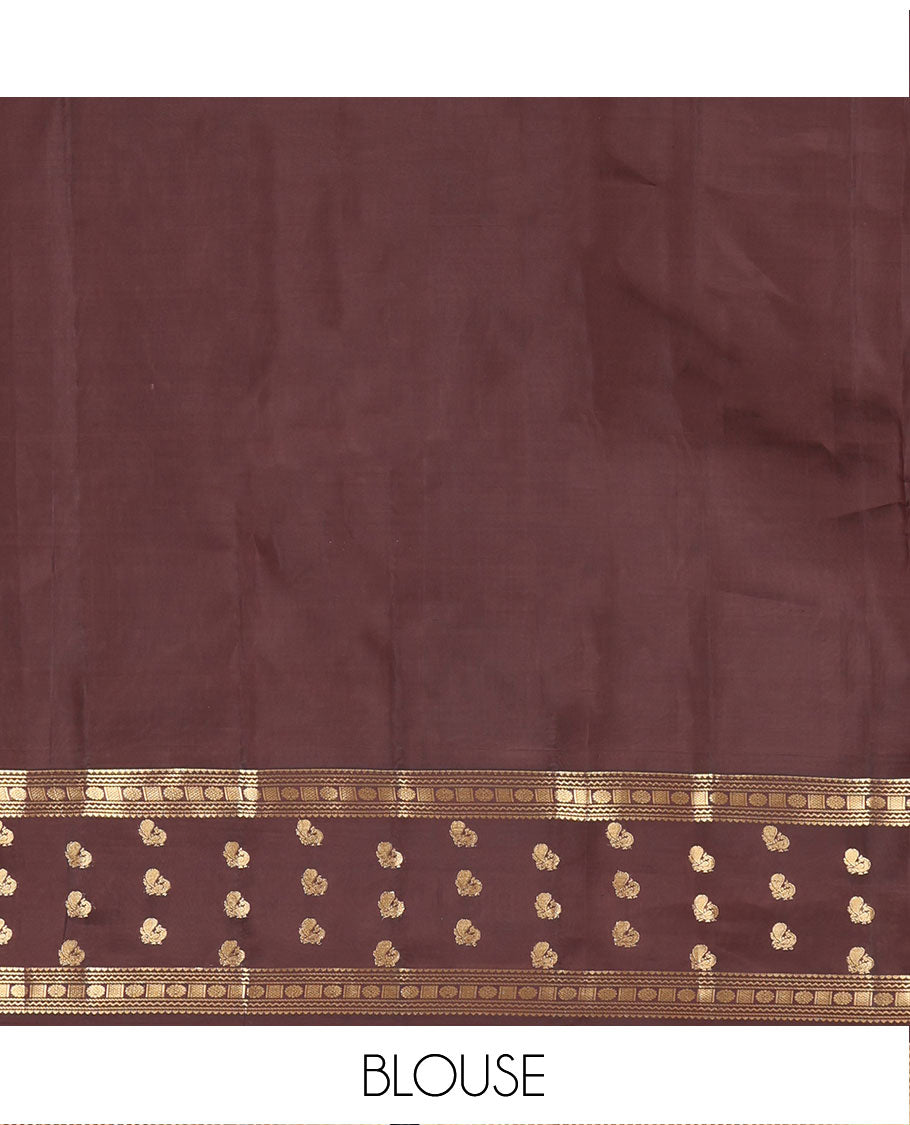 Blue Vasundhara Lite Silk Mix Saree, Accentuated with Zari Buttas on Its Body, Complemented by a Contrast Border of Rekku, Neli, Chakram, and Mayil Designs, Intricately Designed Pallu, and Paired with a Contrast Blouse