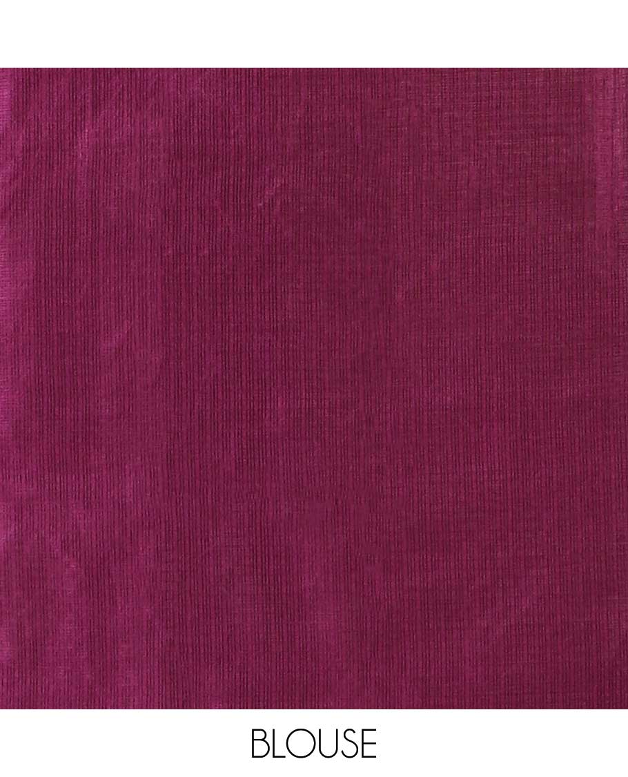 Wine color thread embroidery kotta cotton saree with thread embroidery border & self pallu along with plain blouse