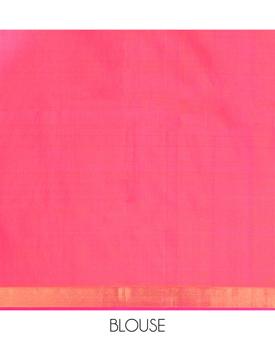 Red floral buttas uppada silk saree with contrast zari border & floral design pallu