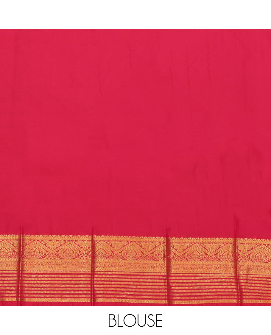Blue Budget Silk Saree, Prettified with Zari Buttas, a Contrast Traditional Zari Border, Jaal Pallu, and a Contrast Blouse