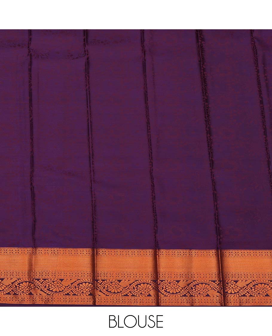 Blue Budget Silk Saree, Decorated with Floral Jacquard Design, Complemented by Contrast Traditional Zari Border, a Jaal Pallu and a Contrast Blouse