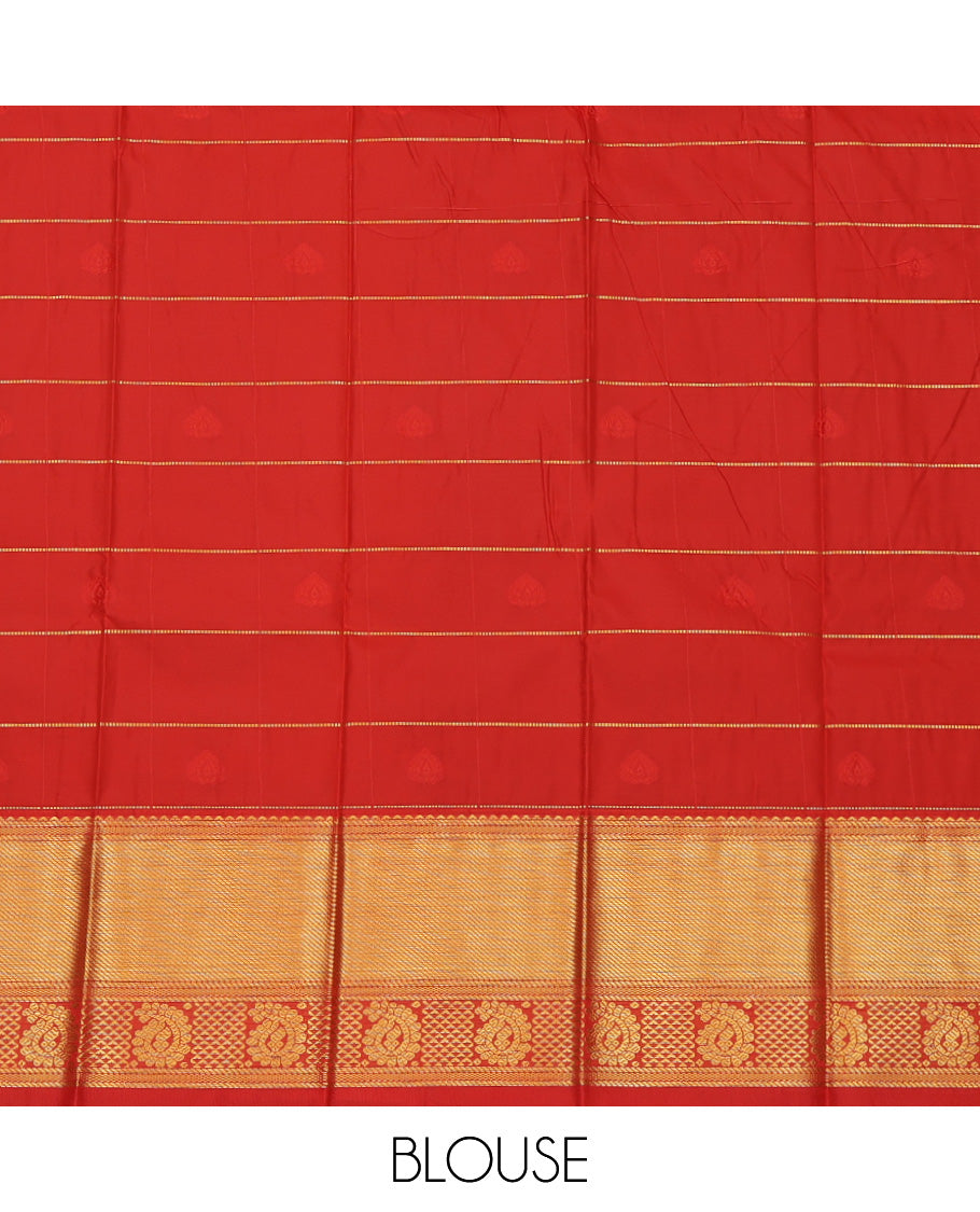 Turquoise Zari Butta and Checks Budget Silk Saree