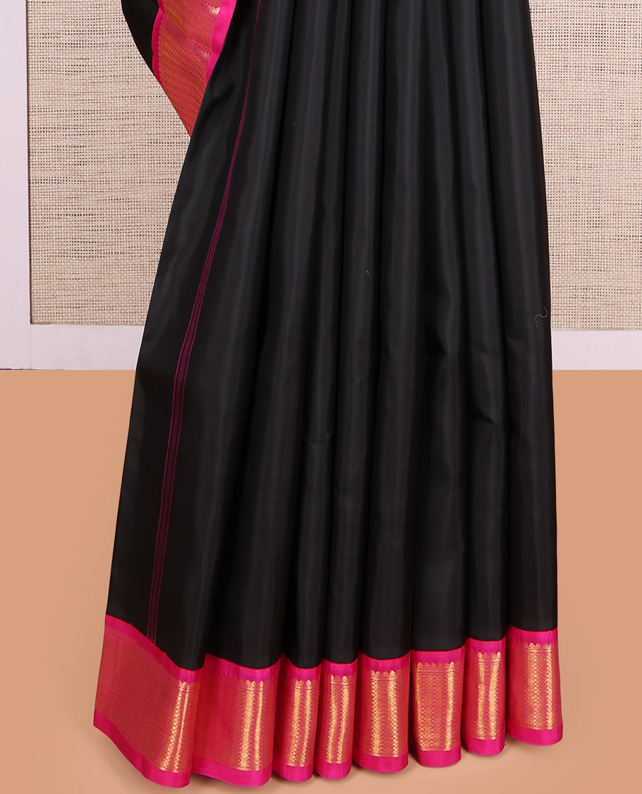 Black Plain Kanchipuram Silk Saree