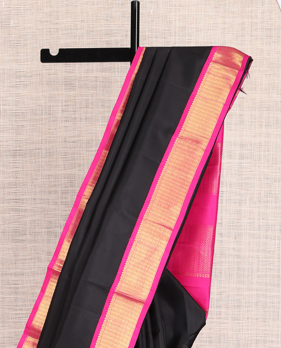 Black Plain Kanchipuram Silk Saree