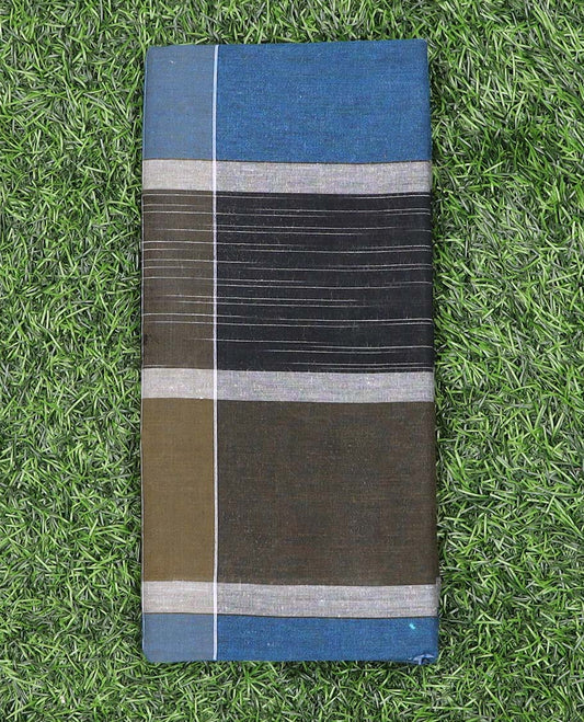 Multi-color vertical and horizontal striped cotton cozy lungi