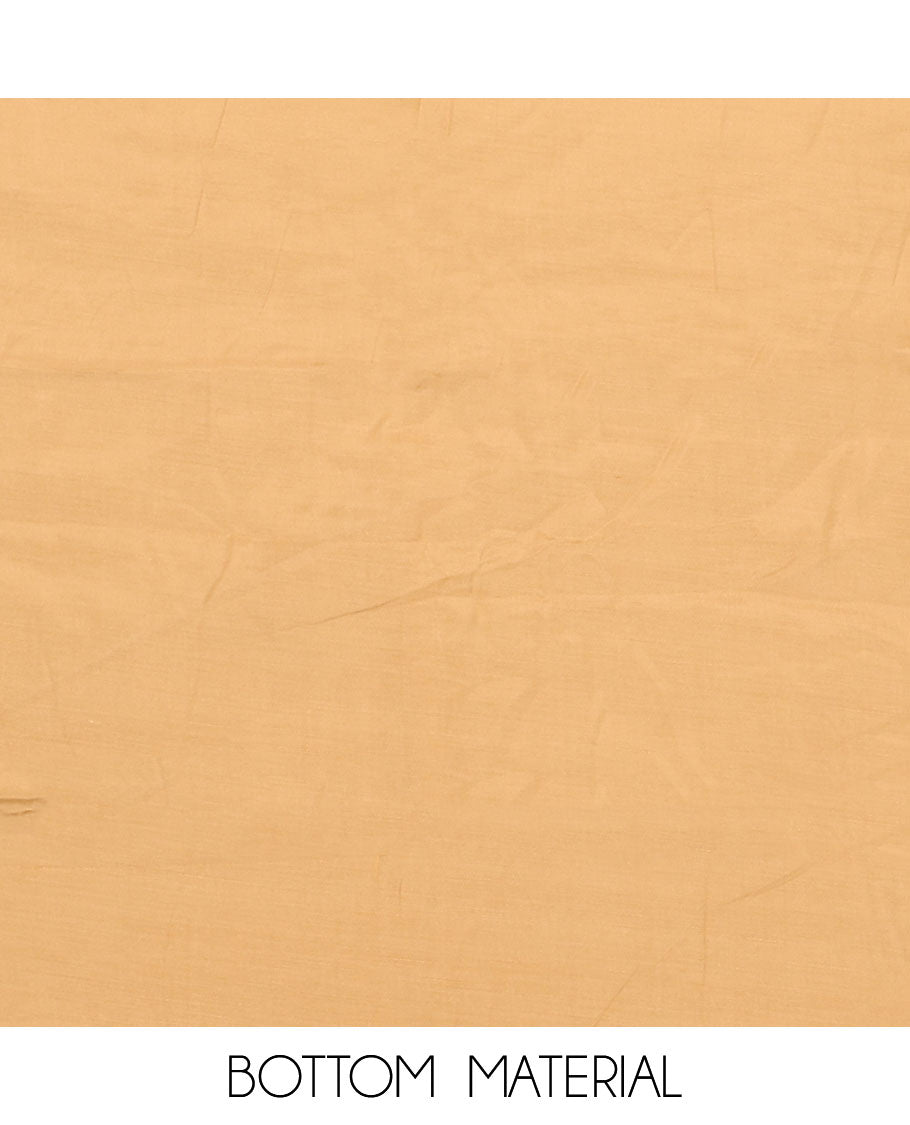 Yellow material chudidar set, striped and neck work top, plain bottom, and floral printed dupatta