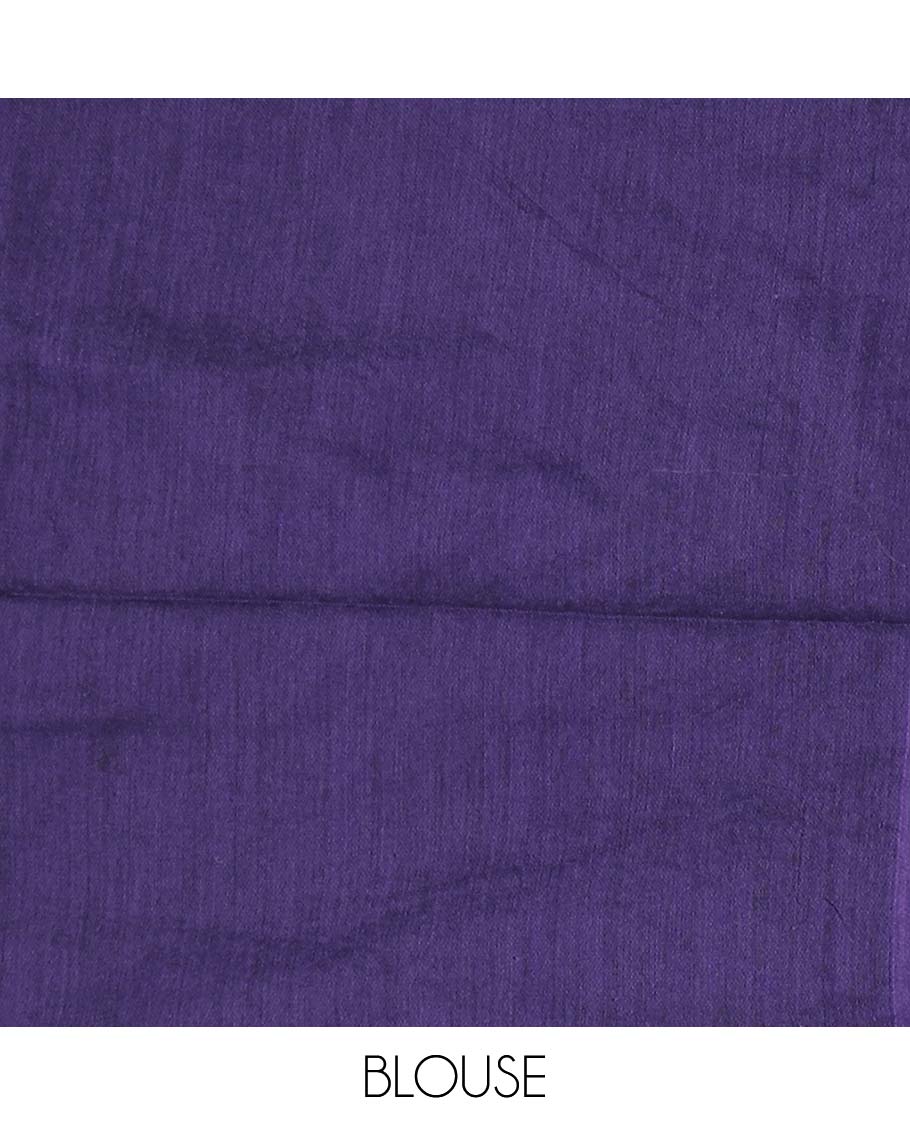 Blue Khadi Cotton Saree Enriched with Triangle Motifs Embroidery, Pallu Bedecked with Triangle Motifs Embroidery, and Paired with a Matching Blouse