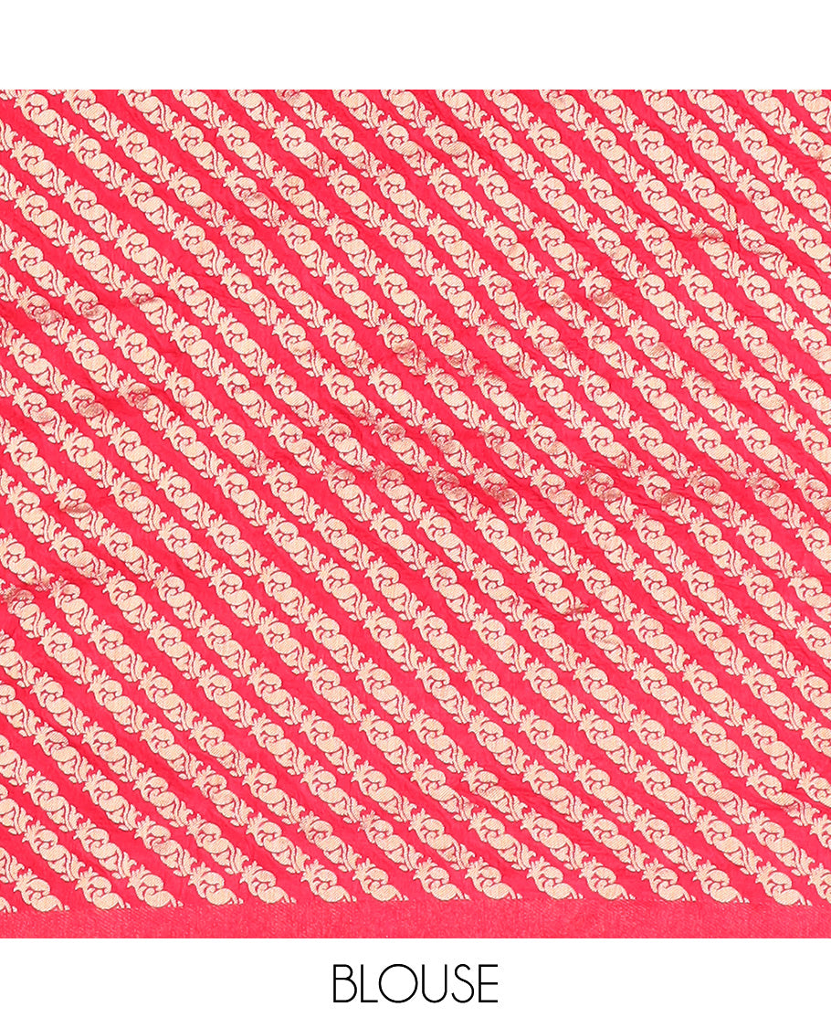 Red bandhani dottes enclosed jaal dola silk saree, traditional zari border, and pallu of intricate designs