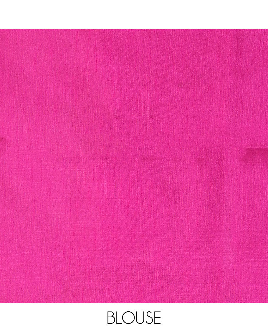 Borderless pale pink striped dupion saree, contrast pallu of stripes