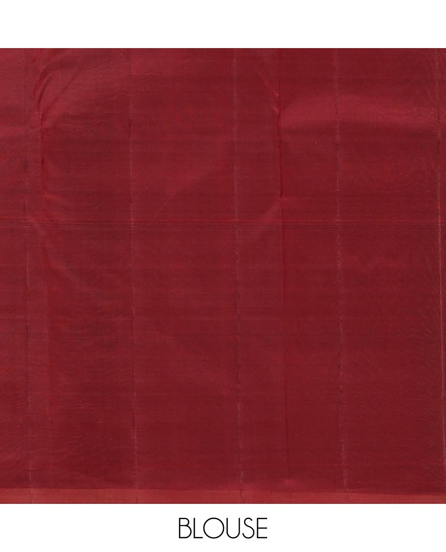 Wine red zari jacquard silk saree, zari border & zari woven pallu of jaal designs