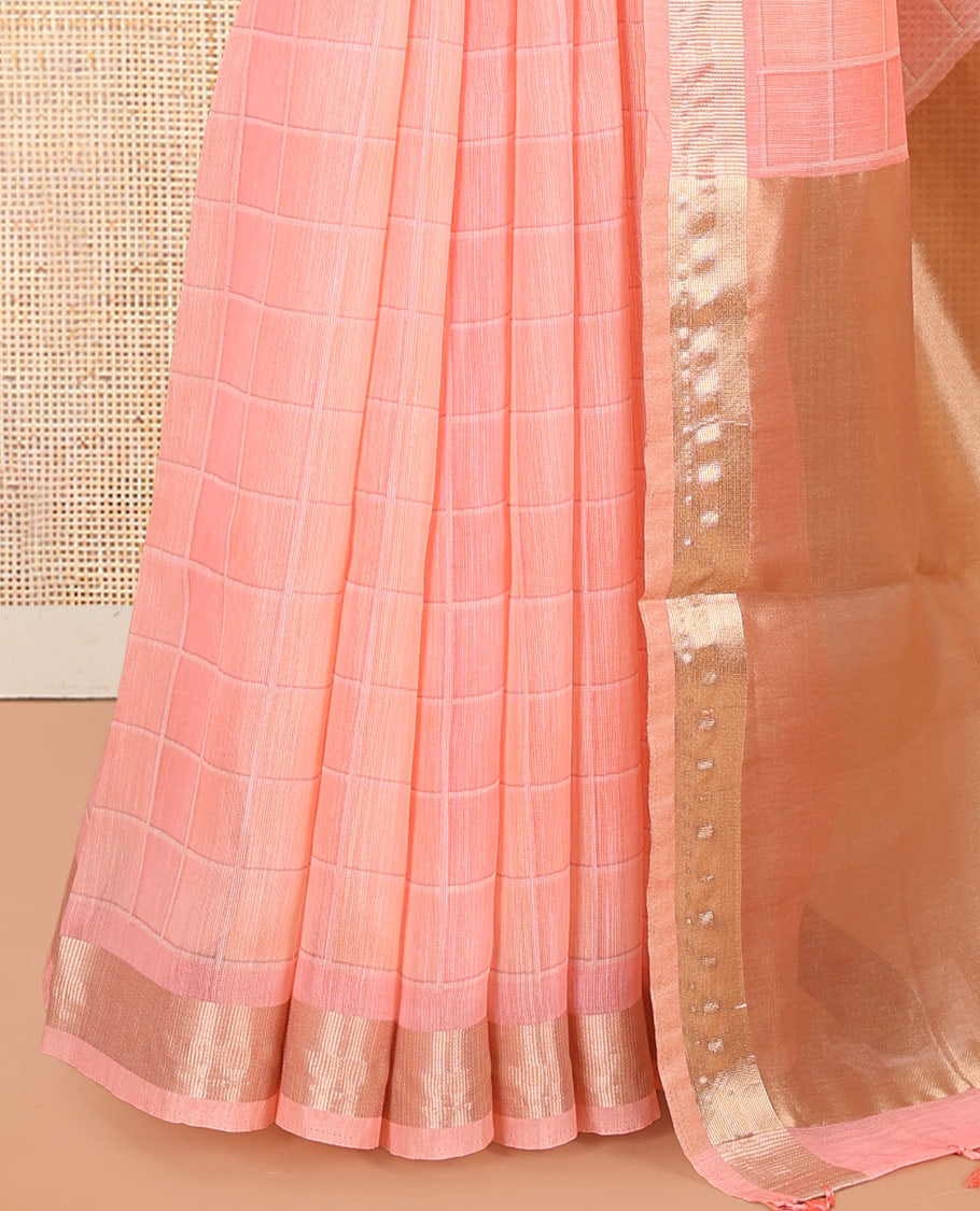 Peach Linen Saree