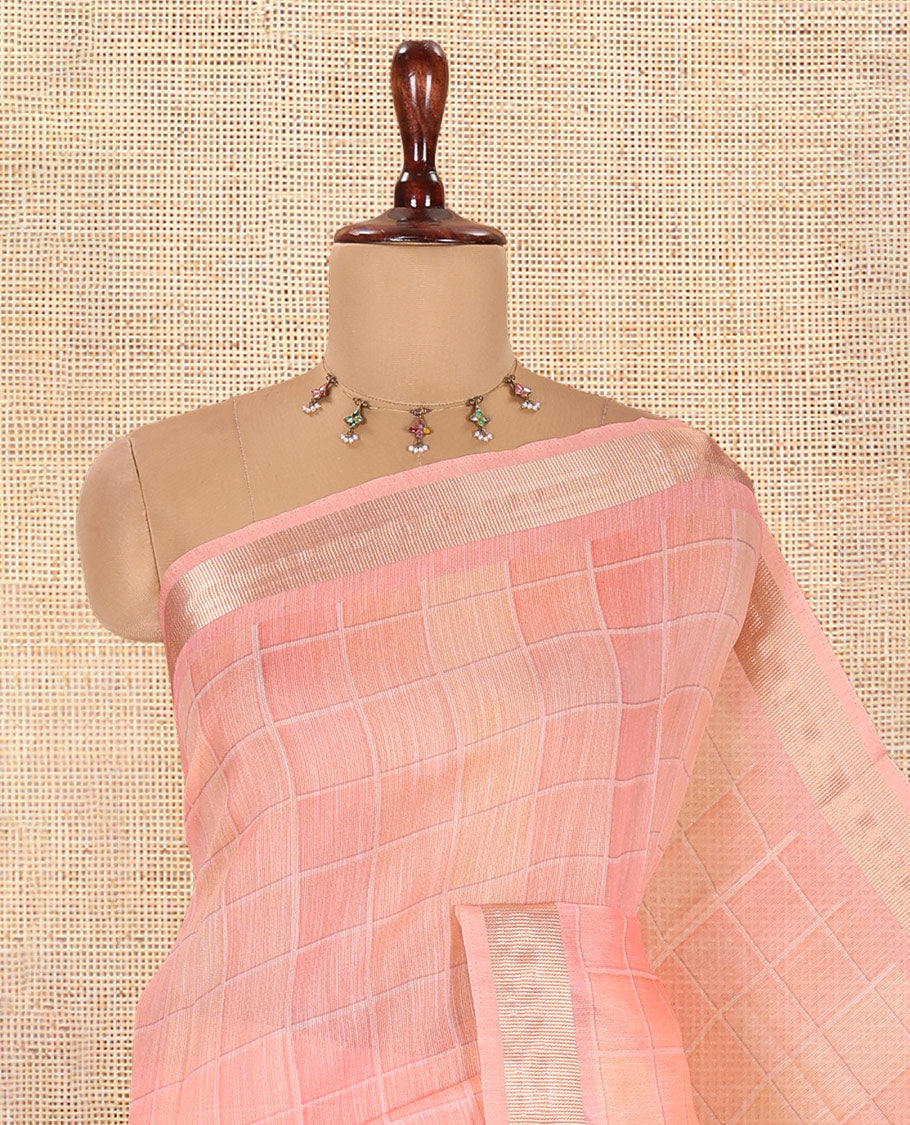 Peach Linen Saree