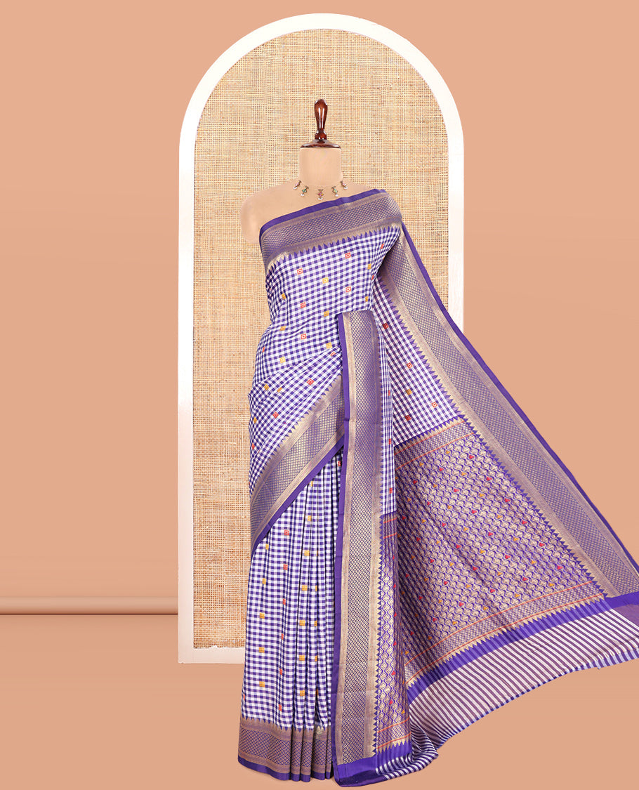 M.S. Blue Chettinad-Style Soft Silk Saree