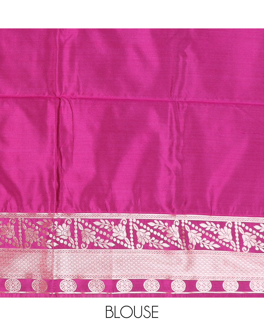 Grey zari buttas silk saree, contrast traditional zari border, and jaal pallu