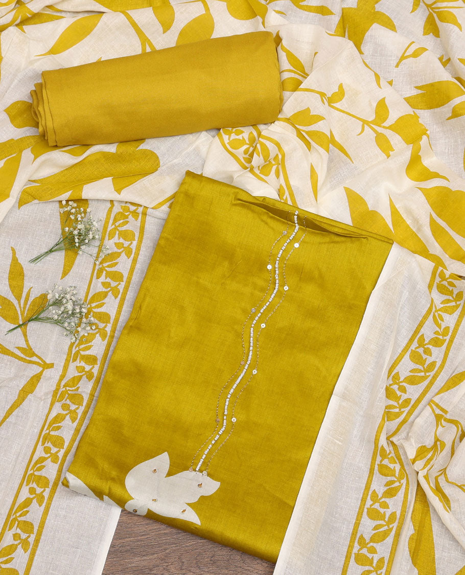 Mustard Cotton Material Chudidar Set