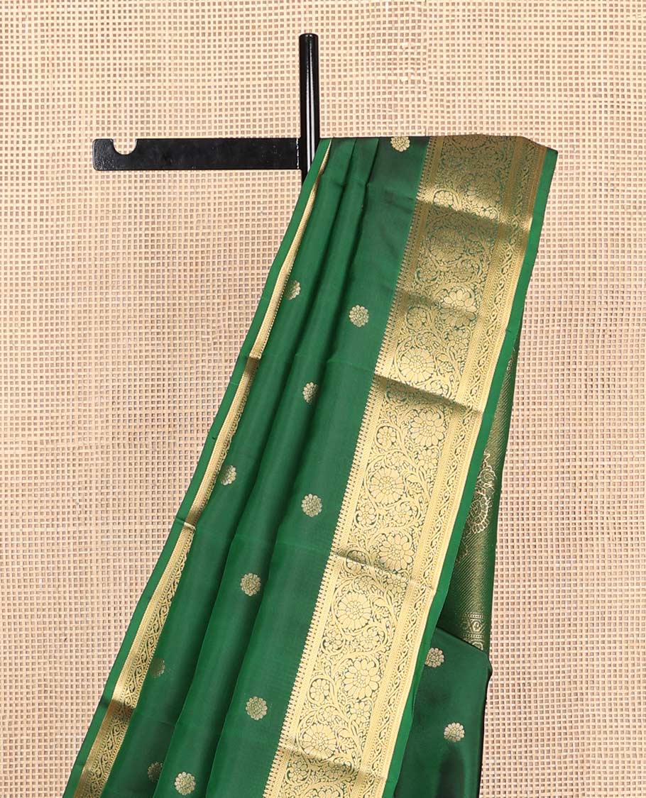 Green zari buttas Vasundhara silk mix saree, zari border of thilakam,kathir & kodi visiry designs & intricate pallu