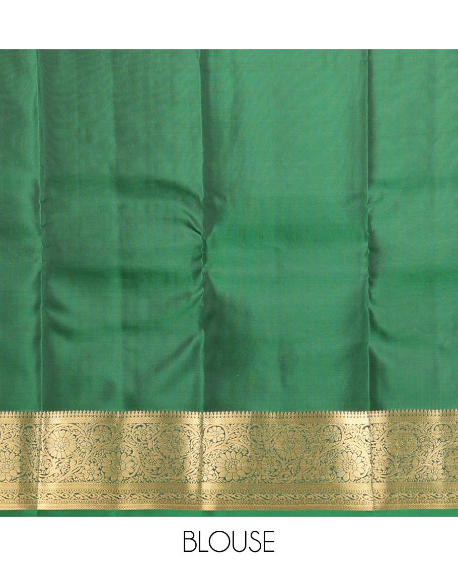 Green zari buttas Vasundhara silk mix saree, zari border of thilakam,kathir & kodi visiry designs & intricate pallu