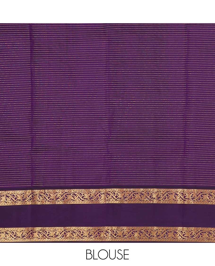 Baby pink zari buttas and checks silk saree, contrast rettai pettu border of banaras, and kodi visiry designs, and jaal pallu