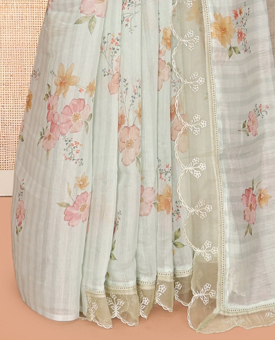 Elachi Green Chanderi Cotton Saree