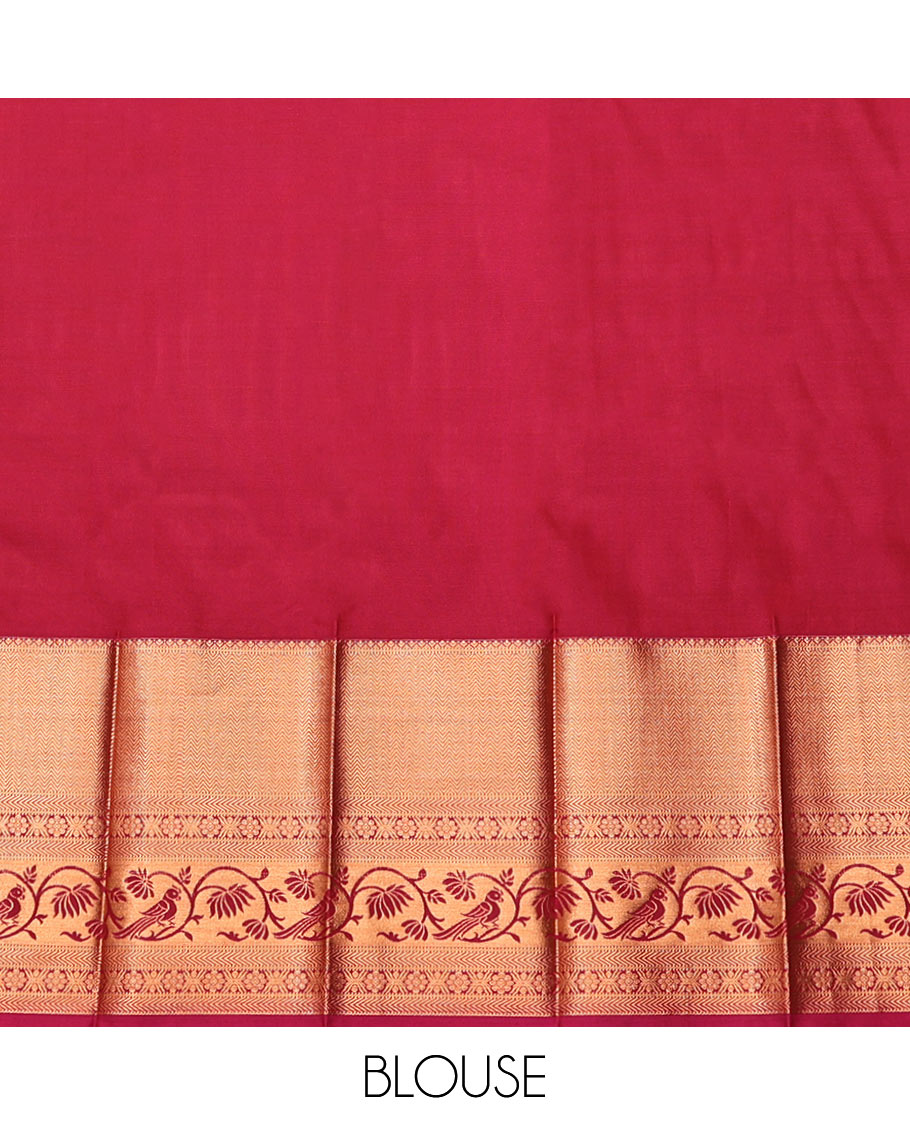 Blue Budget Silk Saree, Embellished with Jacquard Design, Contrast Traditional Zari Border, Grand Jaal Pallu, and a Contrast Blouse
