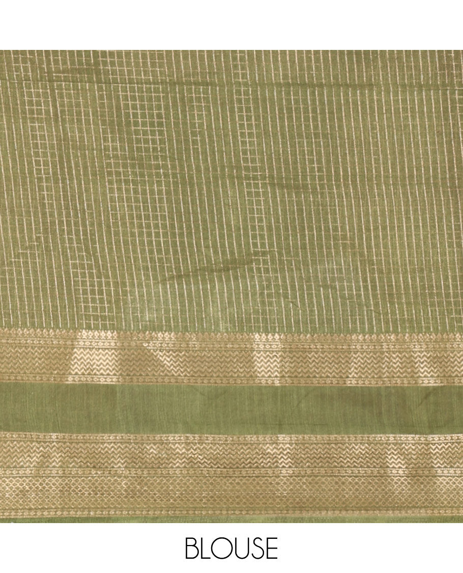 Wine checked moss chiffon saree with contrast traditional zari design border, checked pallu, and a contrast zari design blouse