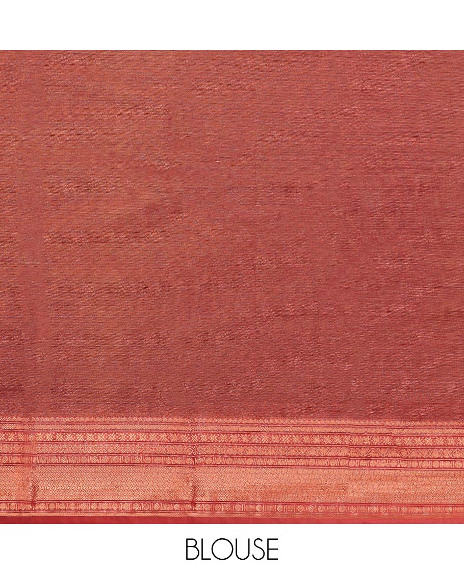 Sea blue tree motifs semi silk cotton saree with contrast floral design border & jaal design pallu
