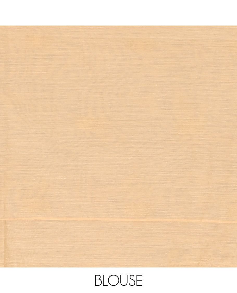 Blue Maheshwari Cotton Saree, Adorned with Buttas All Over Its Body, Subtle Zari Piping Border, Complemented by a Contrast Pallu Steeped with Buttas, and Paired with a Contrast Blouse
