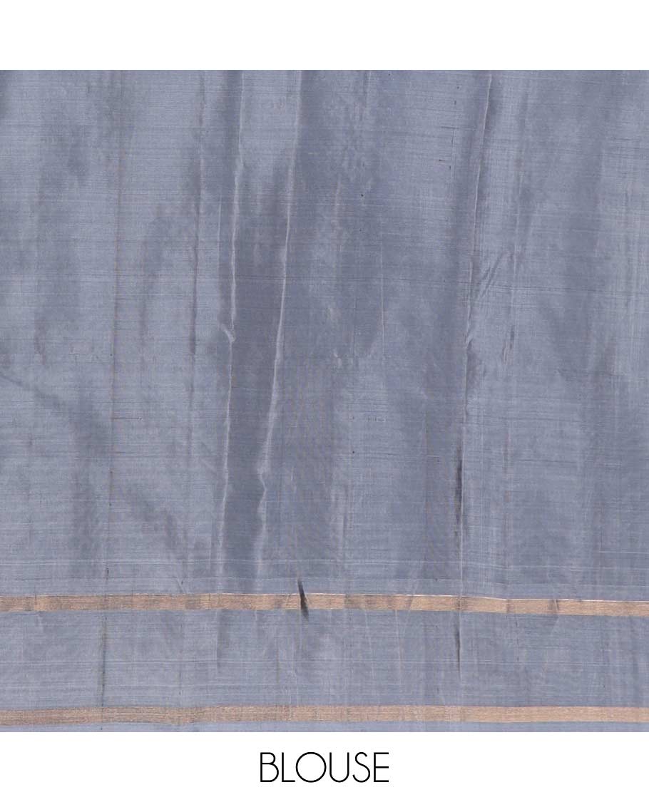 Purple zari buttas silk mix saree, contrast rettai pettu zari striped border & pallu of jaal designs
