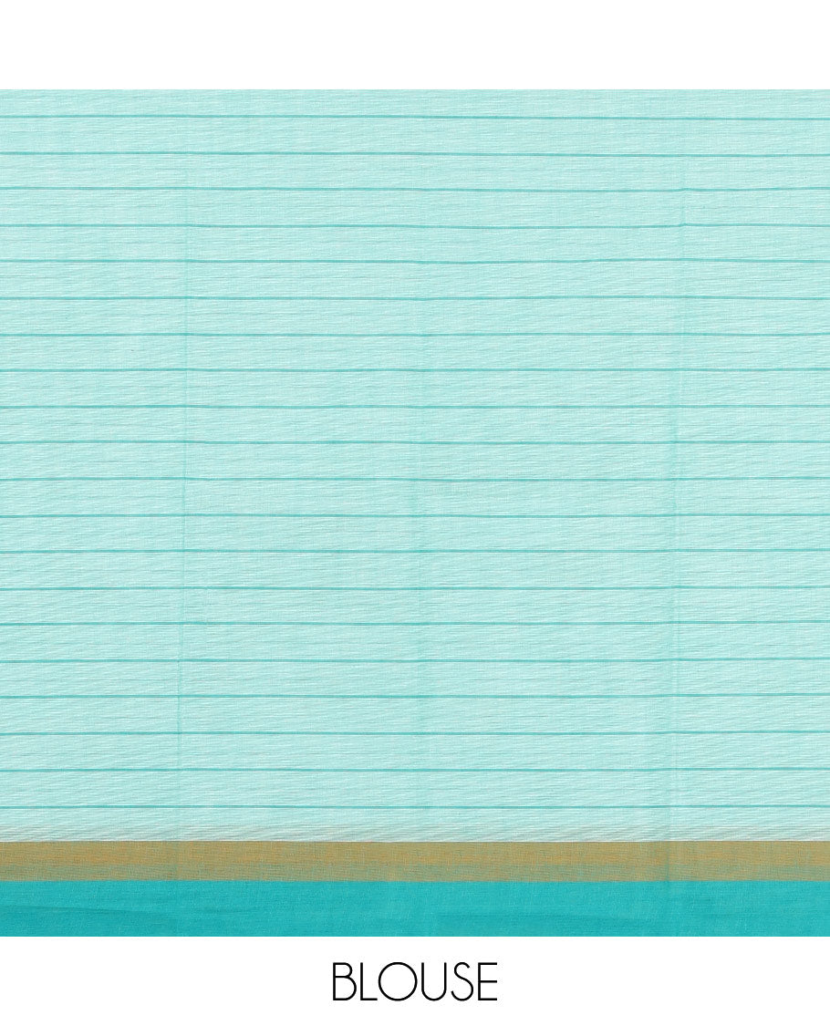 Cream Checked Chirala Cotton Saree, a Contrast Border, Striped Pallu, and a Contrast Blouse