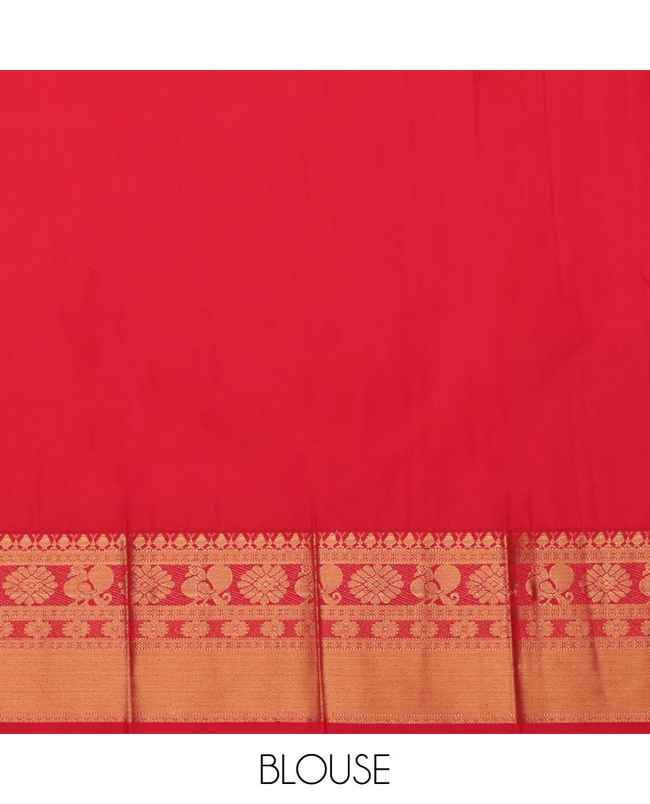 Brown Budget Silk Saree, Crafted with Zari Buttas, a Contrast Traditional Zari Border, Grand Pallu, and a Contrast Blouse