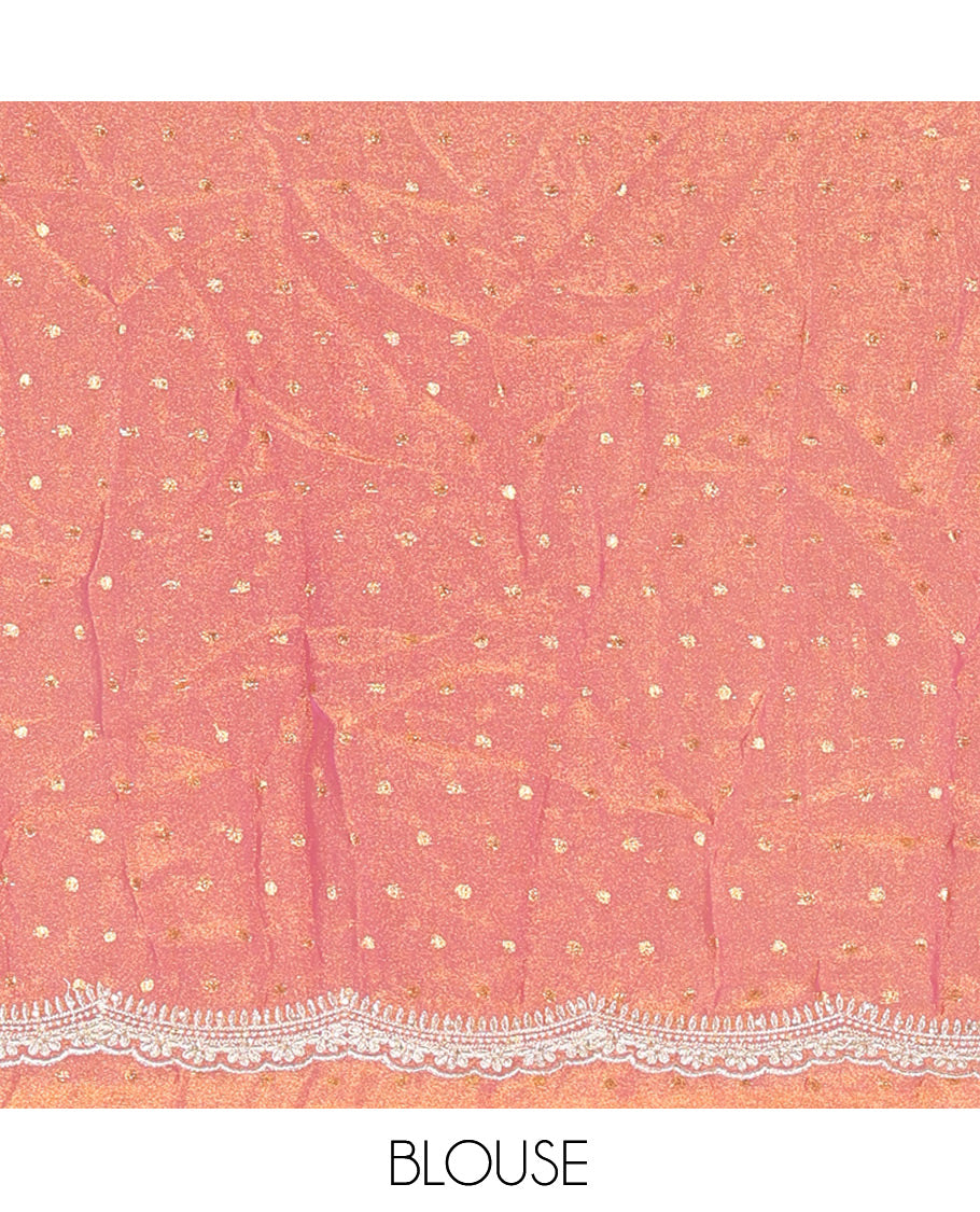 Onion Pink Moss Organza Half-Saree