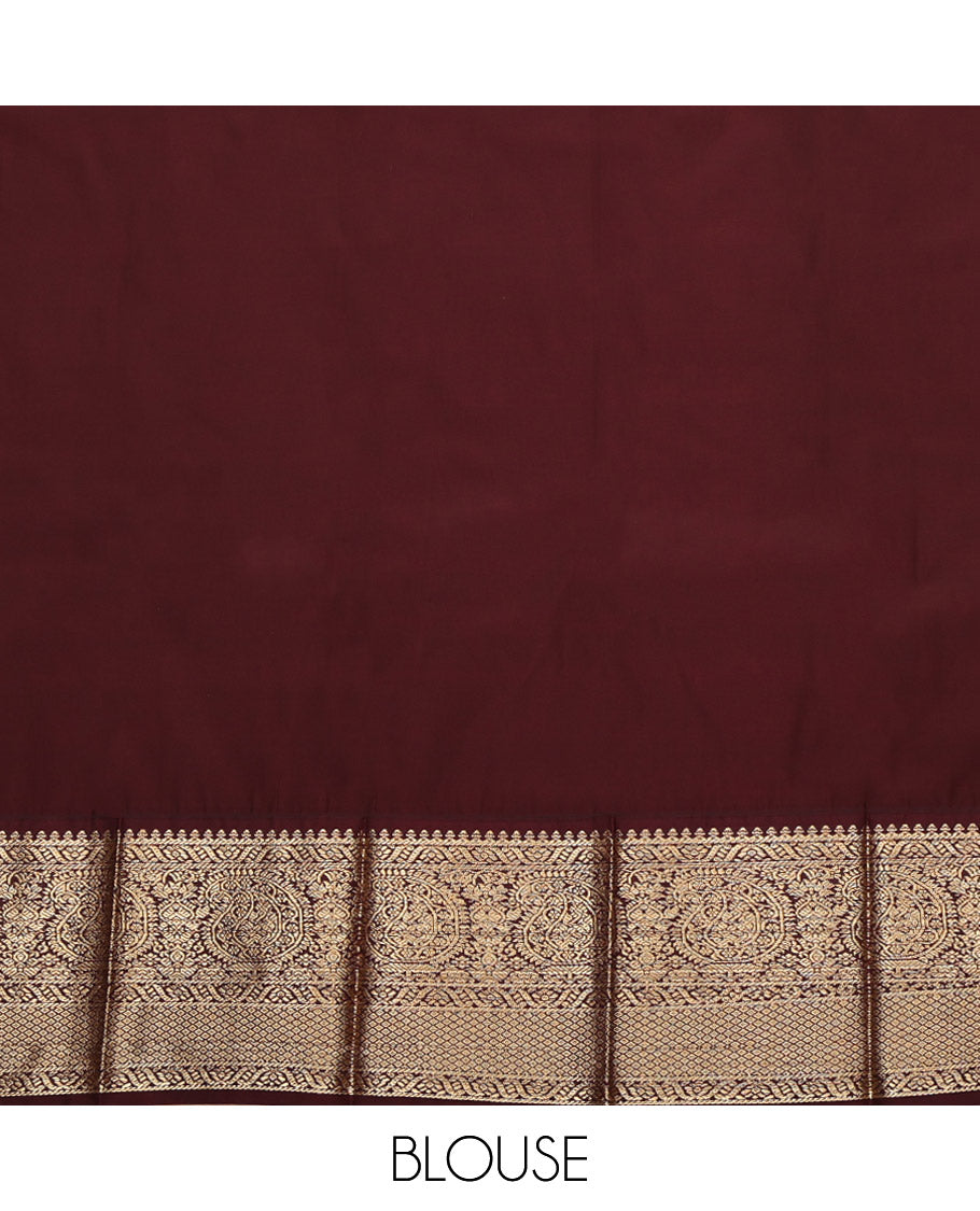 Orange-Pink Budget Silk Saree, Woven with Zari Buttas, Contrast Tradittional Zari Border, Jaal Pallu, and a Contrast Blouse