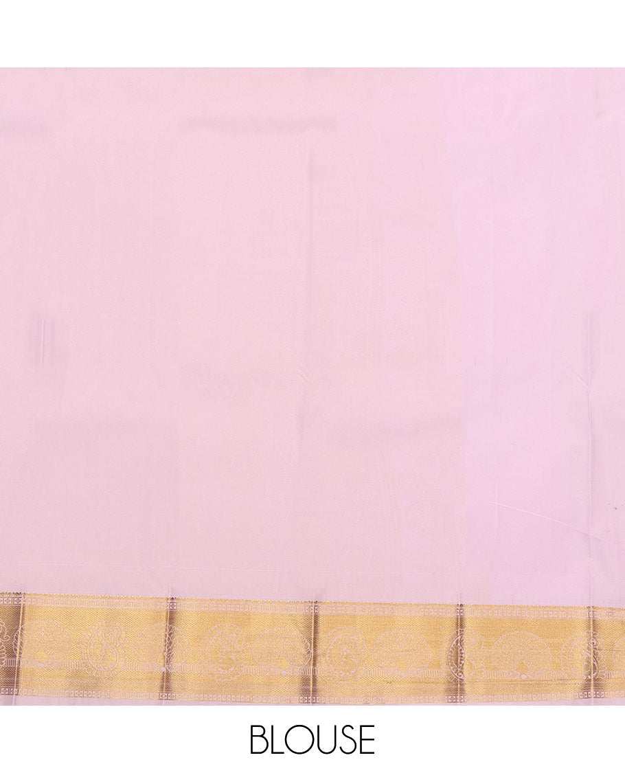 Blue Budget Silk Saree, Woven with Zari Buttas, Complemented by a Contrast Traditional Zari Border, Grand Pallu, and a Contrast Blouse