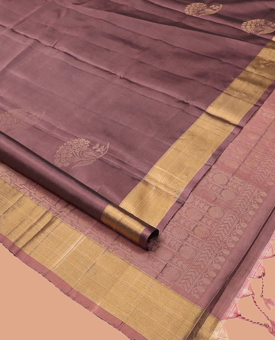 Brown Mayuri Lite Silk Mix Saree