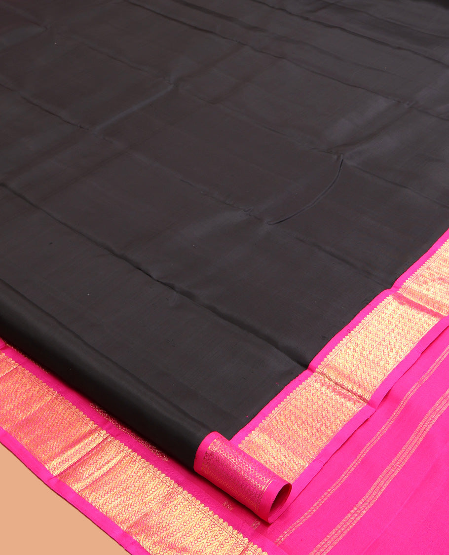 Black Plain Kanchipuram Silk Saree