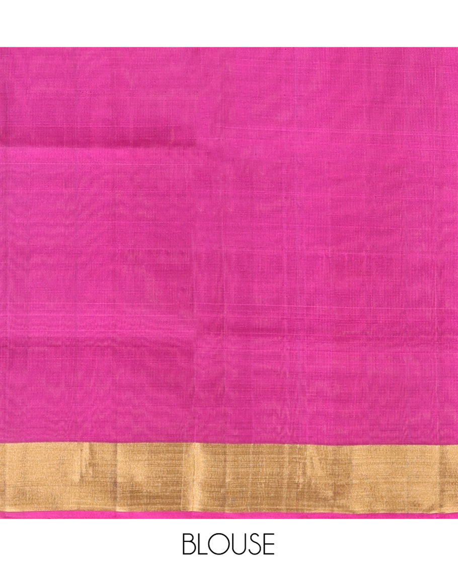 Grey Mayuri Lite Silk Mix Saree, Subtly Sparkled with Buttas on Its Body, Highlighted by Zari Bavanji Border, Complemented by a Contrast Pallu of Intricate Designs, and Paired with a Contrast Blouse