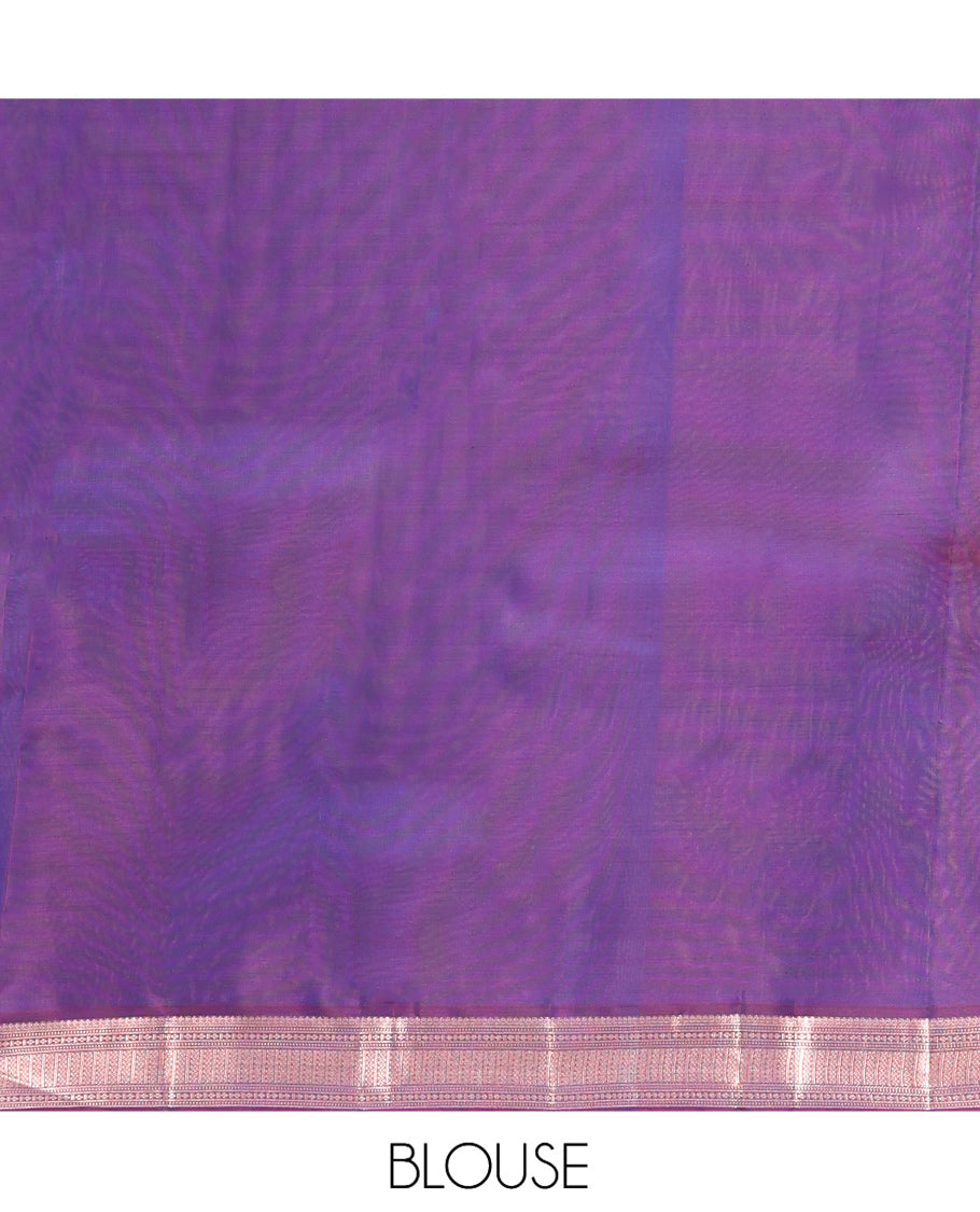 Peacock Blue Vasundhara Lite Silk Mix Saree, Elevated with Mayil Buttas, a Contrast Traditional Zari Border, Grand Jaal Pallu, and a Contrast Blouse