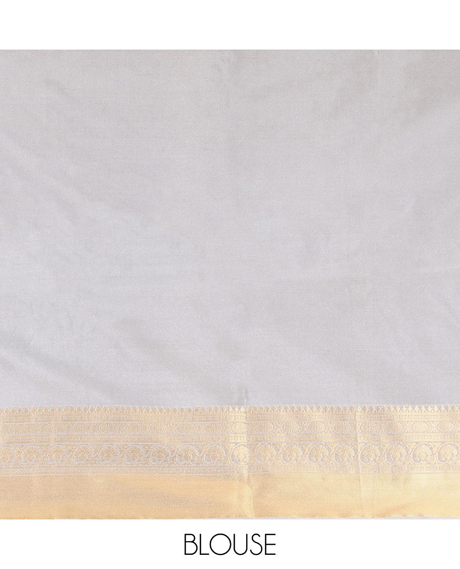 Purple Zari Butta and Stripes Budget Silk Saree
