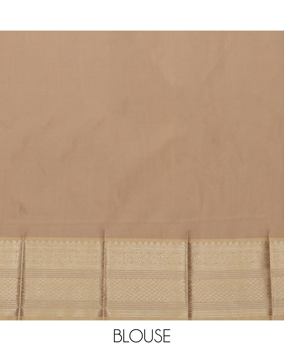 Maroon Budget Silk Saree, Embellished with Zari Buttas, a Contrast Traditional Zari Border, Grand Pallu, and a Contrast Blouse