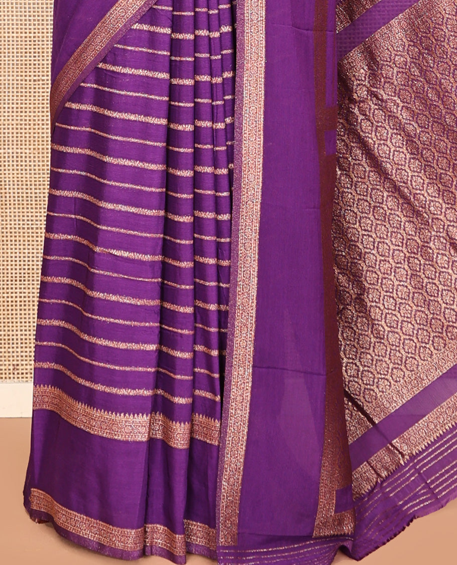 Purple Fancy Crepe Saree