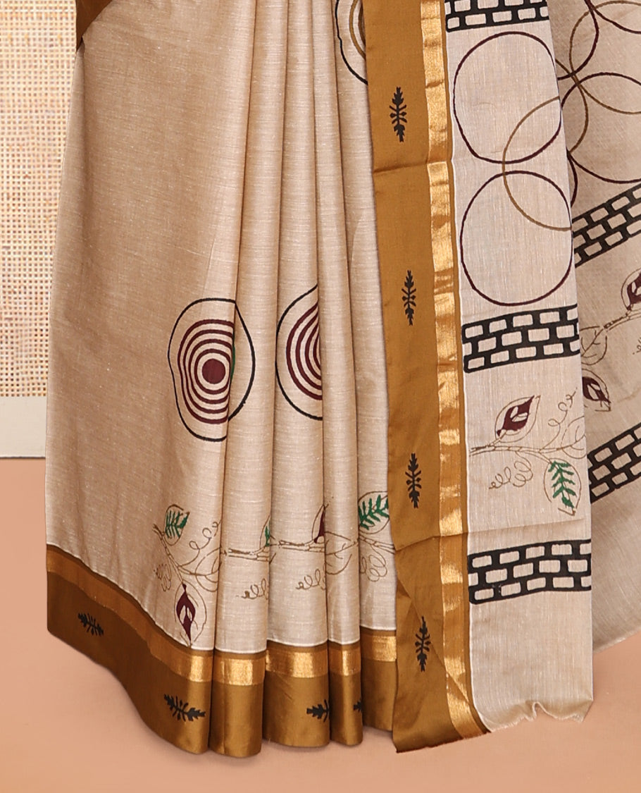 Pale Brown Chirala Cotton Saree