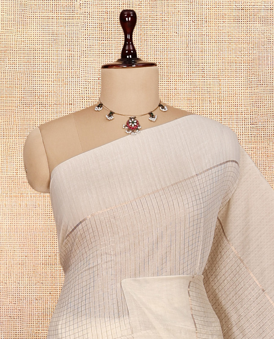 Off-White Assam Silk Saree