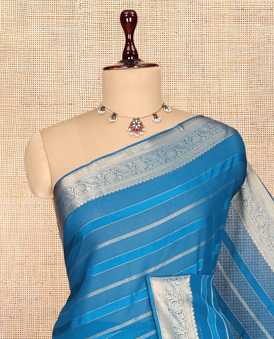 Blue Semi Mysore Silk Saree