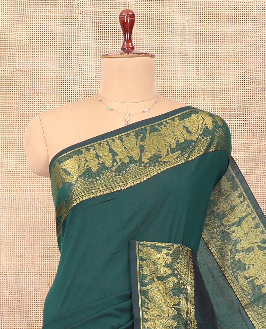Green Plain Kalyani Cotton Saree