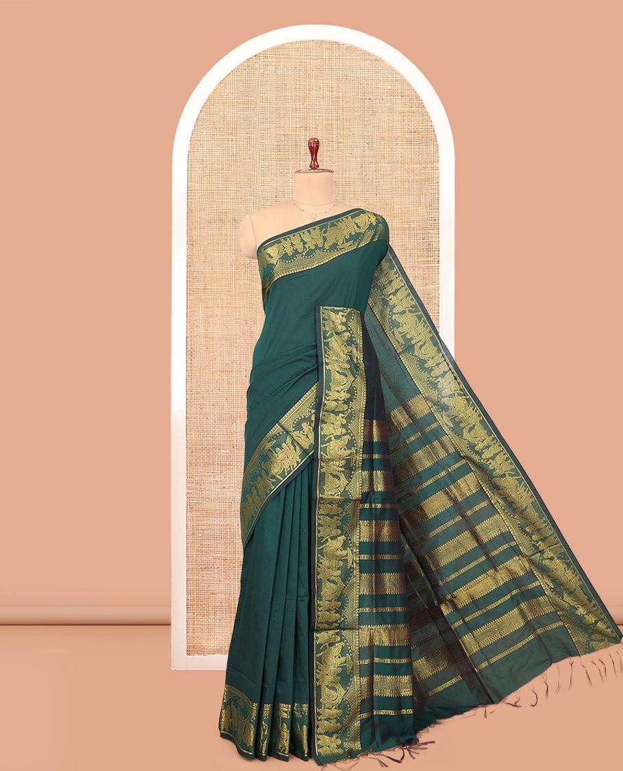 Green Plain Kalyani Cotton Saree