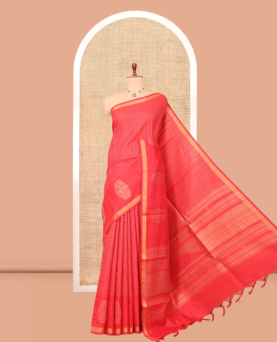Red Dupion Saree